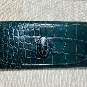Furla Croc Embossed Leather Clutch Wallet